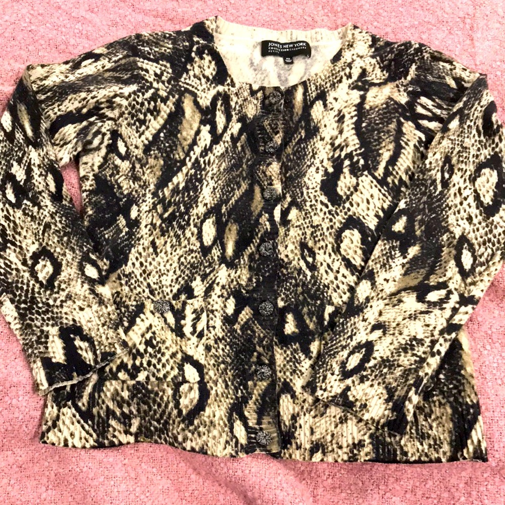 100% CASHMERE leopard Cardigan